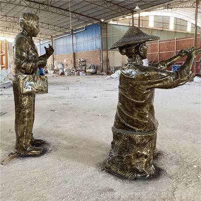 廣西玻璃鋼仿銅買菜人物雕塑 民俗民風(fēng)人物造型訂制